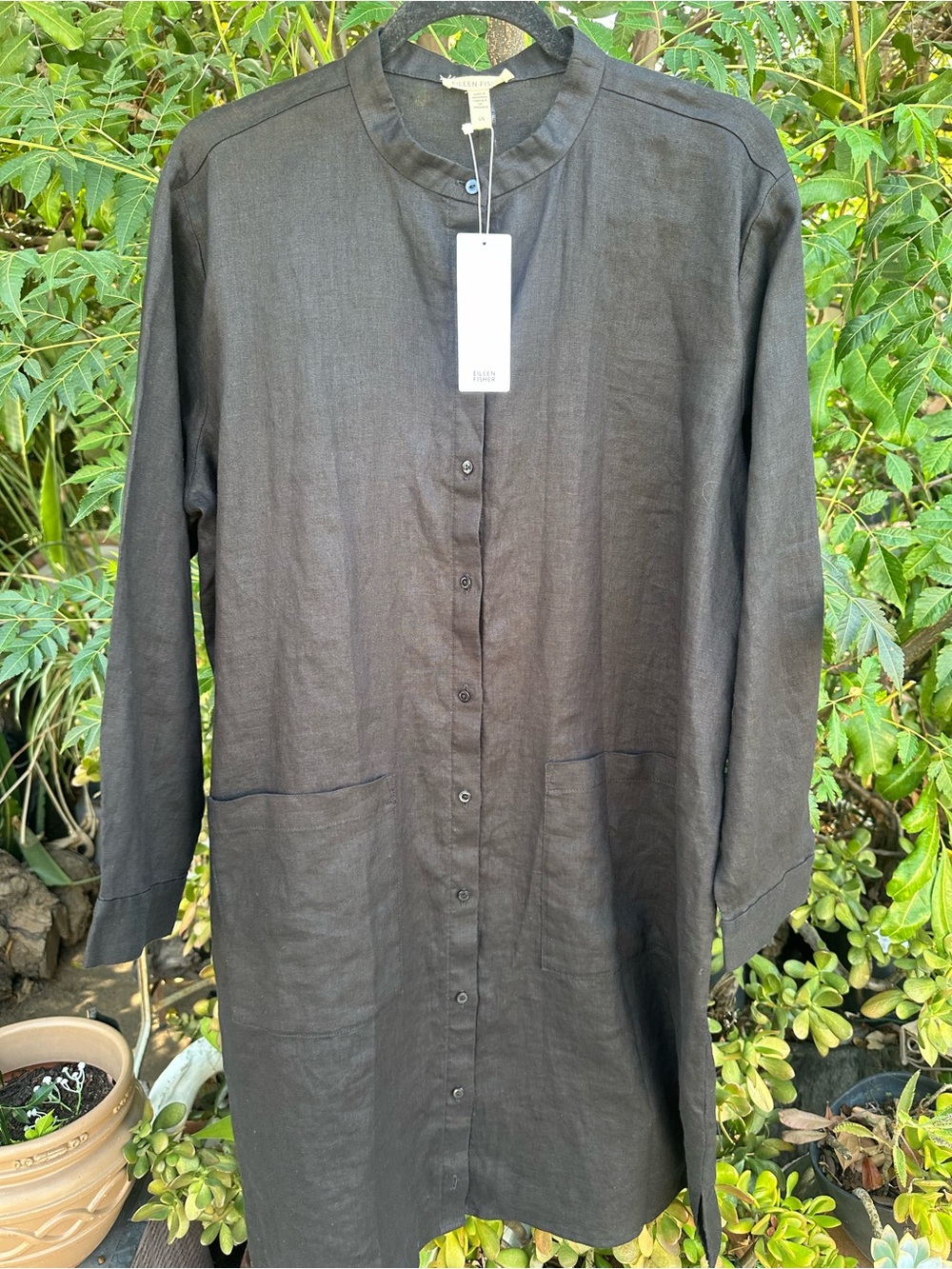 Eileen Fisher Black Organic  Linen Tunic/ Dress